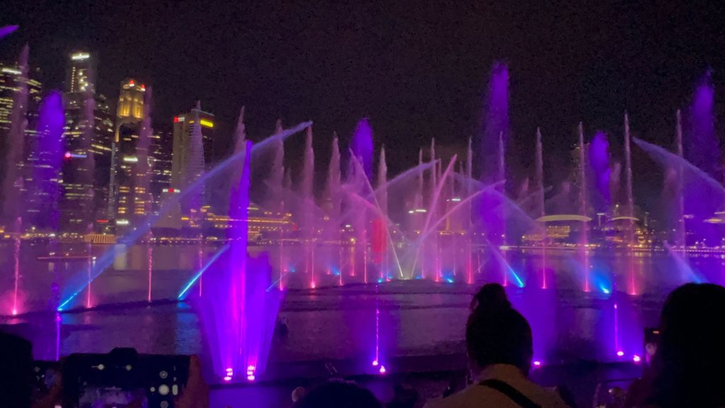 SPECTRA　噴水ショー　シンガポール　噴水　光　夜景
